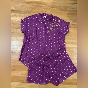 Jasmine & Ginger Women’s Pajama Set Button Down Short Sleeve Top Shorts Large